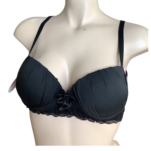 Massam Size M Black Lace Trim Padded Underwire Bra Made in Brazil New with Tags - Picture 1 of 7